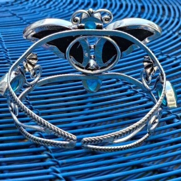 Dichroic Glass ✦ Butterfly Cuff Bracelet ✦ S925 Sterling Silver Topaz Accent NWT main image 8